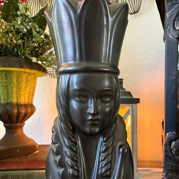 Tall Vintage Cigar Lighter Matt black & Brass Queen Chess Piece - Picture 3 of 16